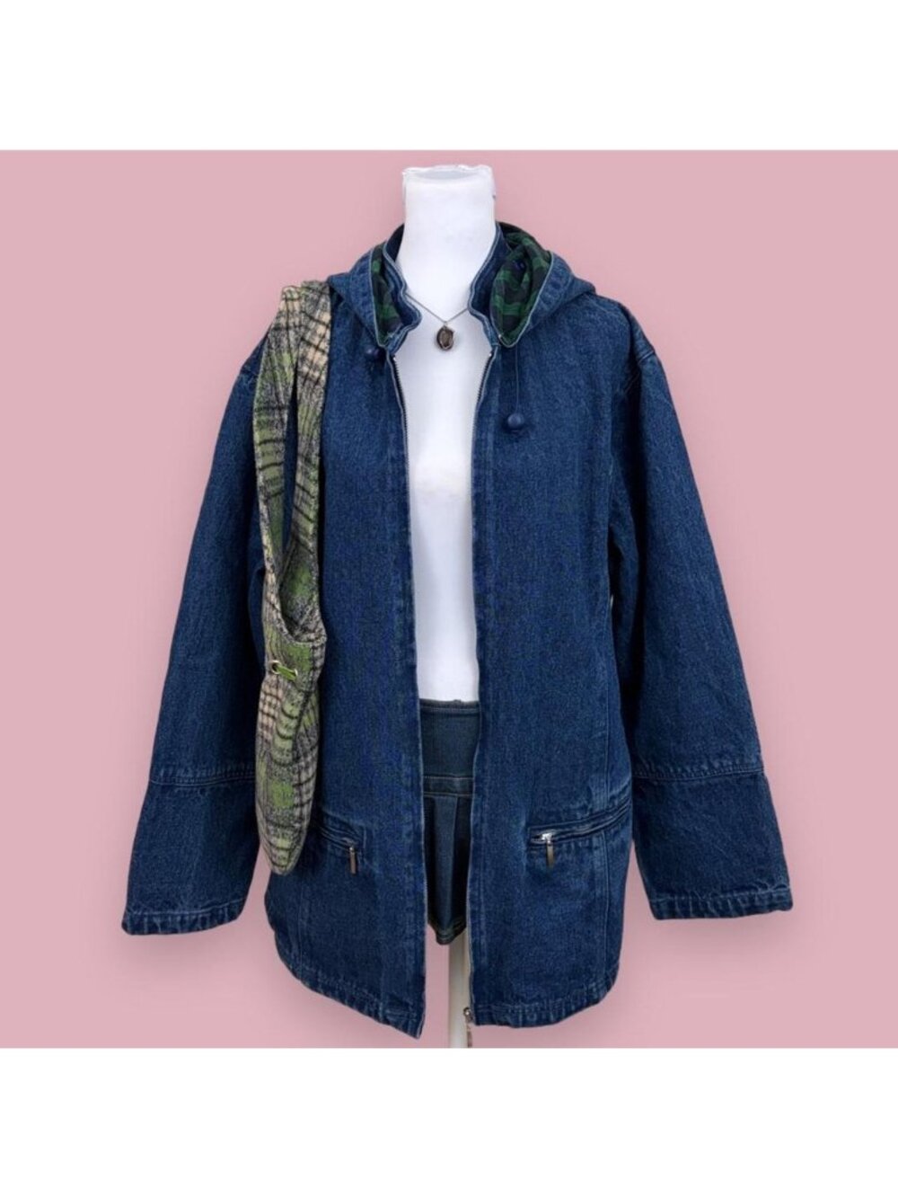 90s denim hooded chore coat barn jacket